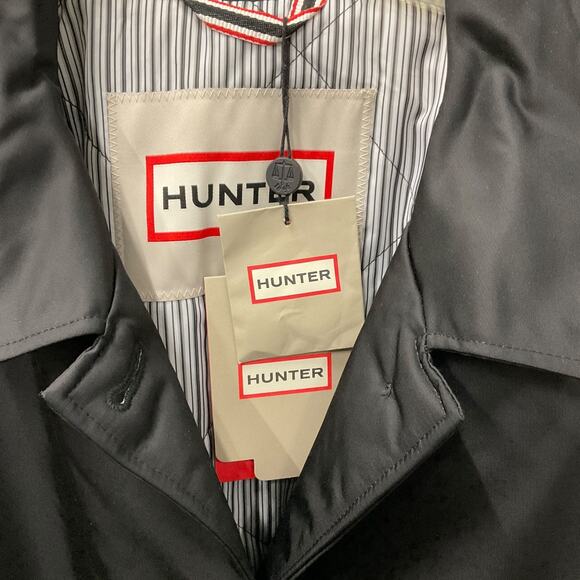 Hunter‎ Stacy Black Water Resistant Trench Coat Large Belted Rain Jacket NWT - Picture 5 of 12